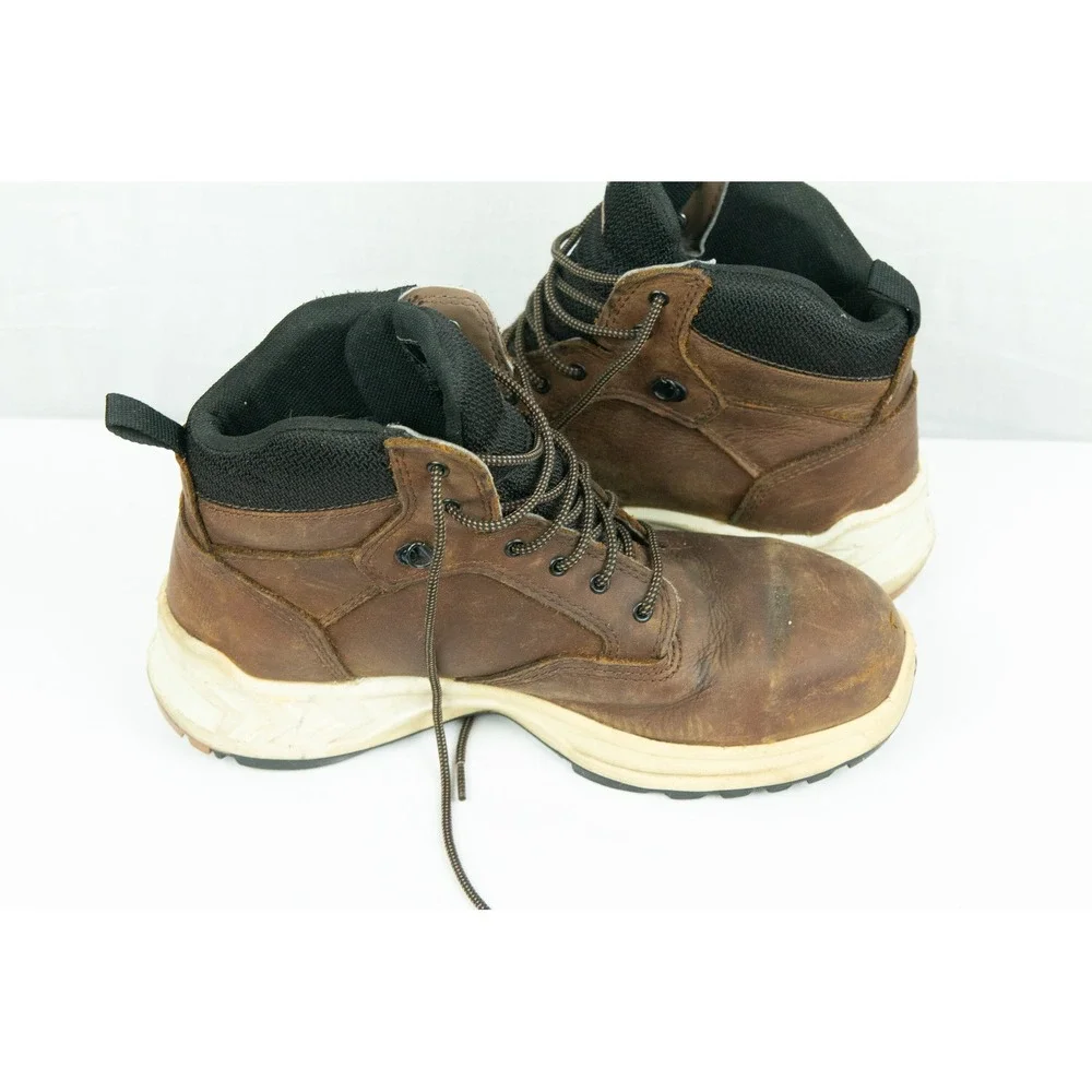 Wolverine Mens Brown Leather Waterproof Work Boots Lace Up Utility Shoes 9M